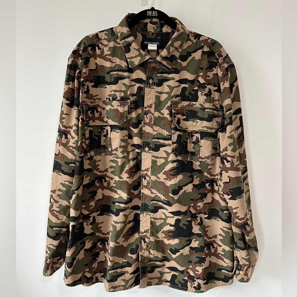 Army Fatigue Button Down Shirt By Stone Creek Size XL